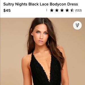 NWT Lulus Sultry Nights Black Lace Bodycon Dress